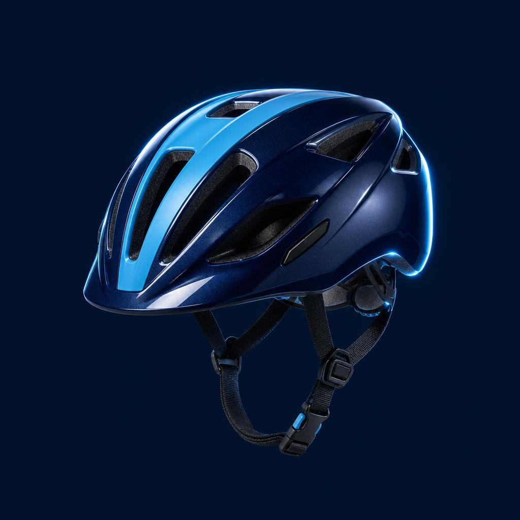 Casco DRIFT KIDS azul marino con franja celeste para pilotos de 3 a 8 años